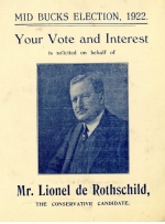 Election campaign literature distributed to support Lionel de Rothschild's campaign in the 1922 general election