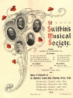 Programme from the St Swithin's Musical Society Concert held 25th October 1899
