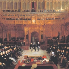 Lionel Nathan de Rothschild introduced in the House of Commons on 26 July 1858 by Lord John Russell and Mr Abel Smith.