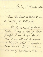 Letter from Siegmund Warburg to Lionel de Rothschild and Anthony de Rothschild 1926