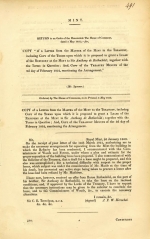 Parliamentary papers relating to the grant of a lease of the Refinery at the Mint to Sir Anthony de Rothschild 1852