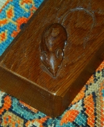 Carving of a mouse on the table in the Reading Room