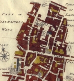 Map showing St Swithin's Lane c.1745