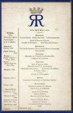 Menu card for a dinner to celebrate Nathaniel Mayer Rothschild being made a peer in 1885.