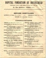 List of treatments available in the Fondation Rothschild in Paris in the 1920s.