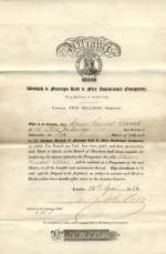 An Alliance share certificate signed by Nathan Mayer Rothschild 1824