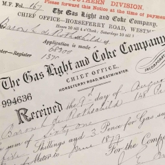 Receipts for gas supplied to Baron Lionel de Rothschild’s London house in Piccadilly in 1879