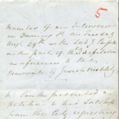 Notes of a meeting between the Prime Minister Lord John Russell and some City electors in which Russell suggests that Lionel resign and stand again [1848].