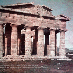 Autochrome of The Temple of Neptune at Paestum Campania Italy