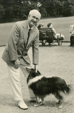 Anthony with his dog at the cricket pavilion at his Ascott estate