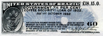 Bond issued for the Brazilian government 7½% coffee security loan. 1922