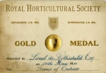 Gold medal awarded to Lionel de Rothschild for orchids by the RHS 1930